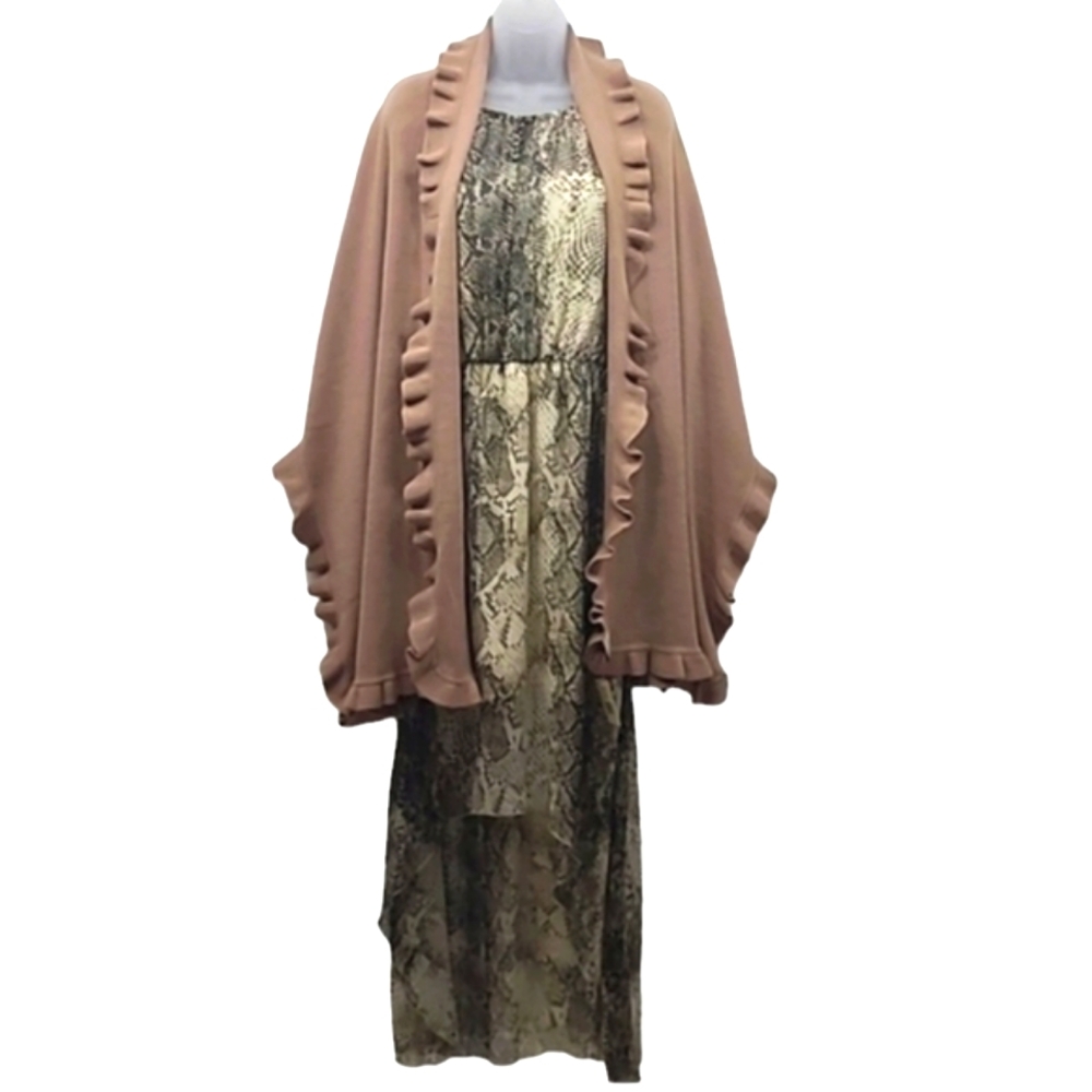 Amanda Smith Acrylic Shawl Sweater Wrap Loose Open Front Cape Blanket Scarf NWT - Picture 4 of 17